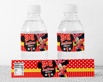 Minnie Mouse Bottle Wrapper, Minnie Mouse Bottle Label, Minnie Mouse Bottle Wrapper Printable, DIGITAL FILE ONLY 0039