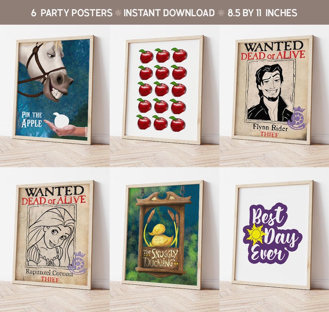 Tangled Rapunzel Party Signs, Tangled Rapunzel Posters, Tangled
