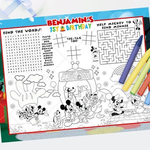 Mouse Activity Placemat, Mouse Placemat, Mouse Clubhouse Coloring Sheet, DIGITAL FILE ONLY - 0006