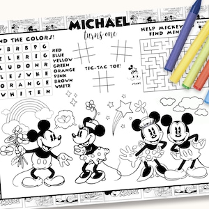 Mickey Mouse Placemat, Mickey Birthday Placemat Black and White, Monochromatic Mickey Mouse Placemat Printable 0036