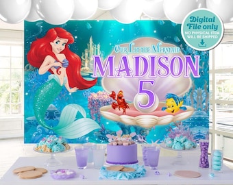 Meerjungfrau Ariel Hintergrund, kleine Meerjungfrau Ariel Banner, kleine Meerjungfrau Ariel druckbare Kulisse, NUR DIGITALE DATEI 0027