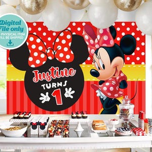 Minnie Mouse Red Backdrop, Minnie Mouse Red Banner, Minnie Mouse Red Printable Backdrop, DIGITAL FILE ONLY 0039 image 1