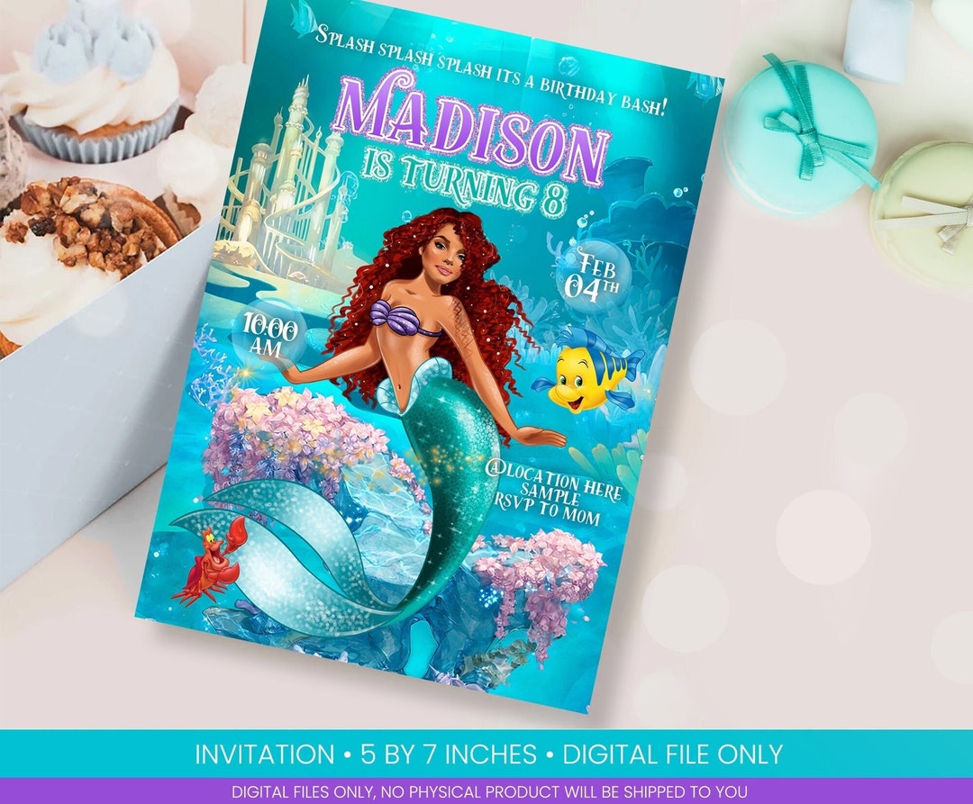 Little Mermaid Ariel African Invitation Little Mermaid Ariel Etsy