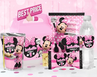 Pacchetto festa Minnie Mouse rosa, stampabili per compleanno Minnie Mouse rosa, kit festa Minnie Mouse rosa, SOLO FILE DIGITALE - 0038