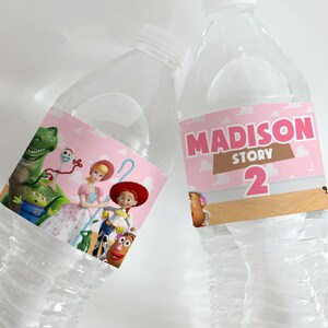 Toy Story Girl Bottle Wrapper, Pink Party Decor (Digital File) 0033