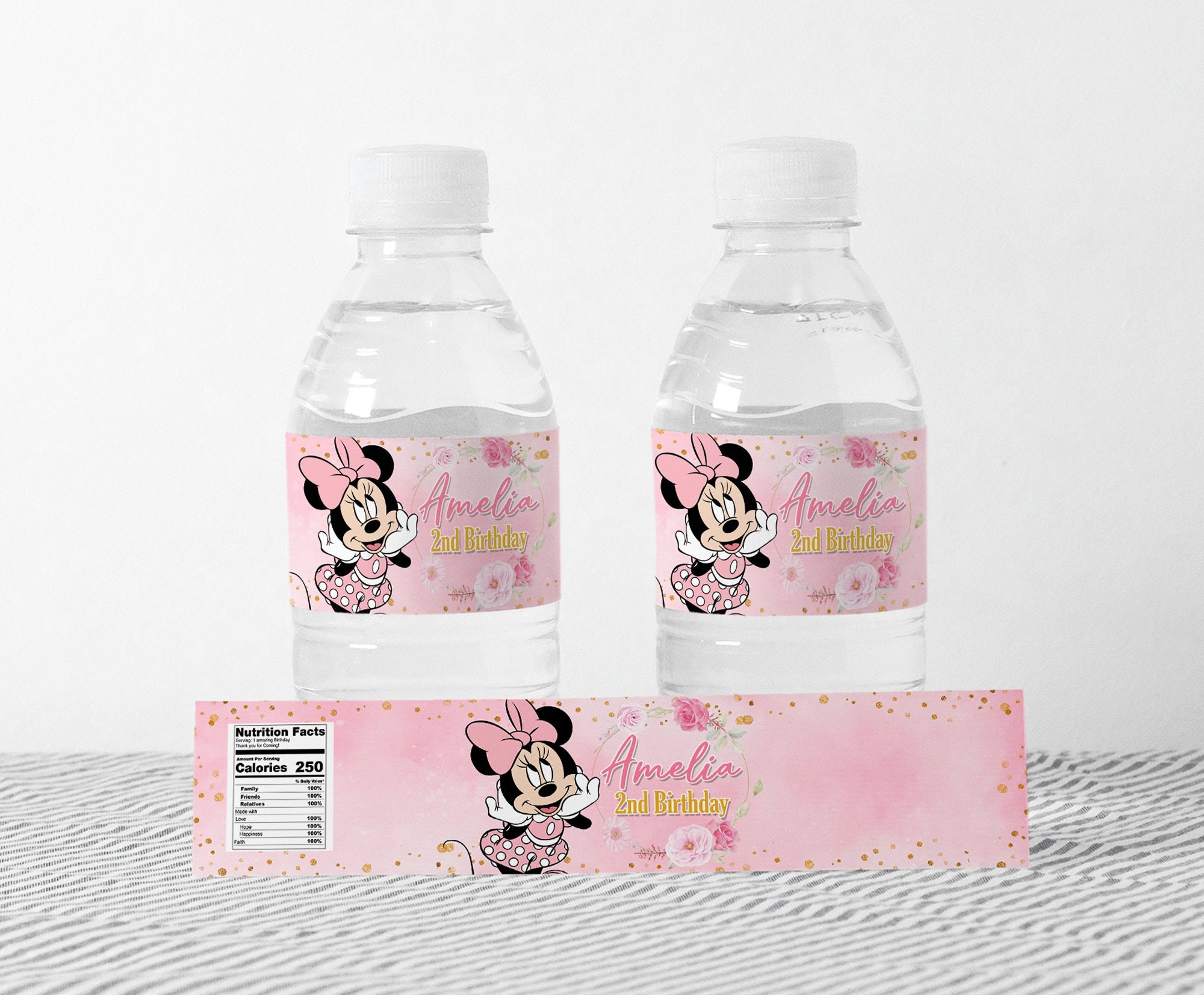 Minnie Mouse Classic Neon Graffiti 24 Oz Plastic Water Bottle