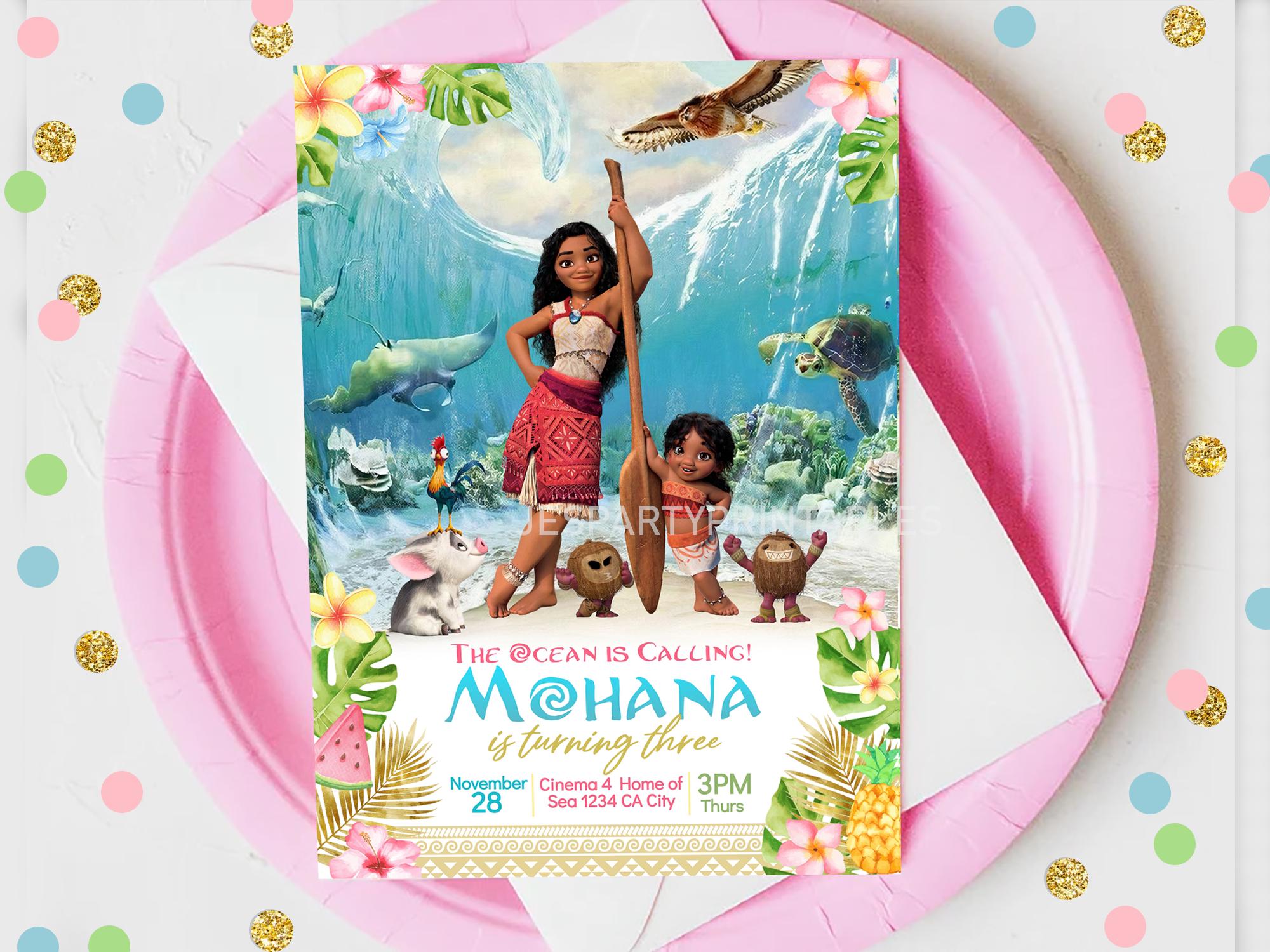 Moana 2 Birthday Invitation, Digital Editable Moana 2 Birthday Invite