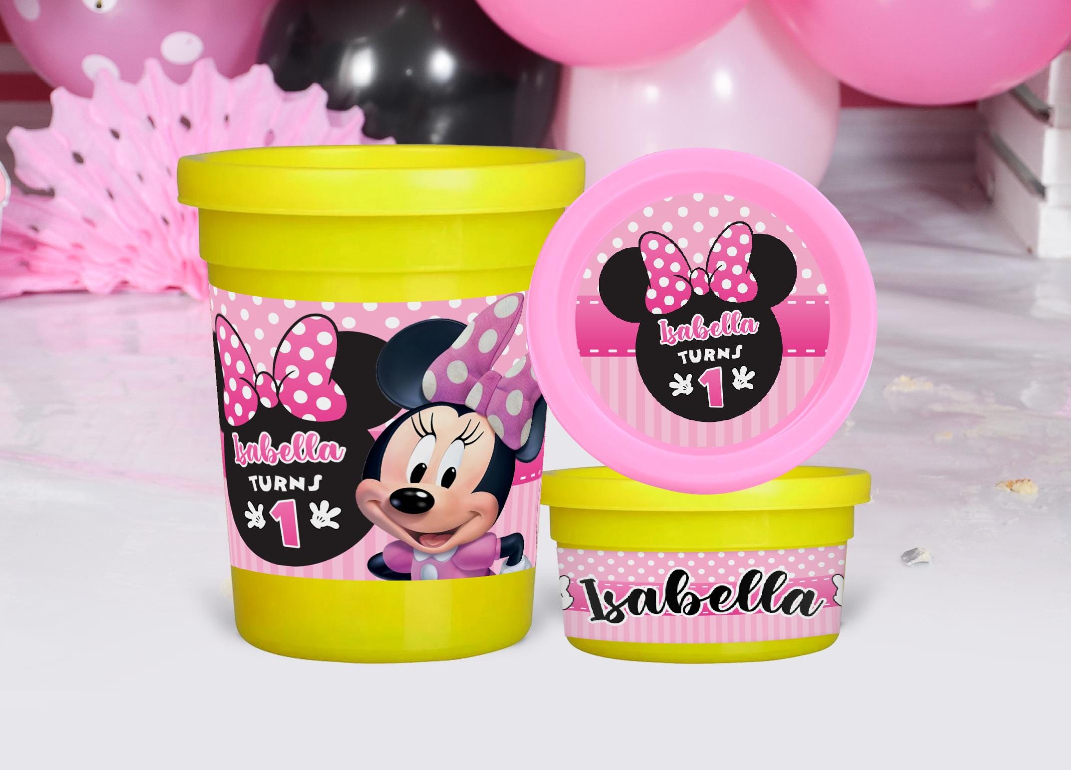 Mouse Pink playdough label, Minnie Mouse Pink playdough wrapper label, Mouse playdough Label 0038