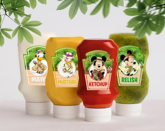 Mickey Safari Condiments Labels, Digital File, 0030