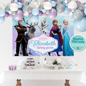 Gefrorene Geburtstag Kulisse, personalisierte Name Banner (Digitale Datei) 0013