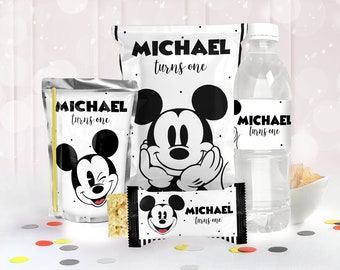 Mickey Mouse Party Favors, Mickey Party Favors Black and White, Monochromatic Mickey Mouse Party Favors Printable 0036