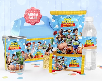 Det är en pojkesaga festgåvor, Toy Story babyshower-festpaket, Toy Story födelsedagsutskrifter, Toy Story festkit, ENDAST DIGITAL FIL 0040