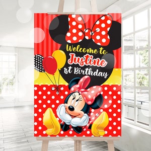 Minnie Mouse Red Welcome Sign, Minnie Mouse Red Welcome Board, Minnie Mouse Red Welcome Banner, DIGITAL FILE ONLY 0039