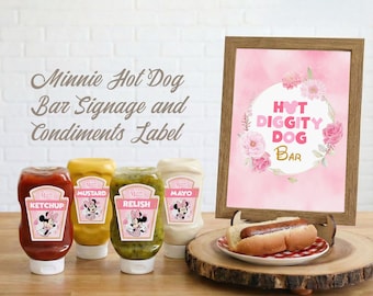 Minnie Pink and Gold Condiments Label, Minnie Party Favors (Digital File), 0022