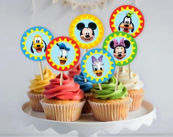 Mouse Clubhouse Cupcake Topper, décoration de cupcake imprimable souris, étiquette cadeaux souris Clubhouse, souris clubhouse, téléchargement immédiat - 0006