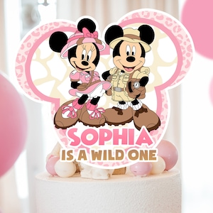 Mouse Safari Pink cake topper, Mouse Safari  Pink Birthday Cake Topper, Mouse Safari Pink toppers, Mouse Pink, DIGITAL FILE ONLY 0023