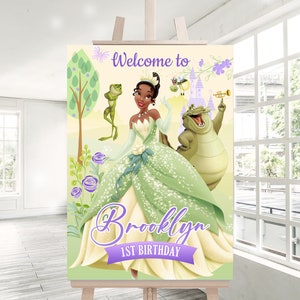 Princess Tiana Welcome Sign, Princess Tiana Welcome Board, Princess Tiana Welcome Banner, DIGITAL FILE ONLY 0035