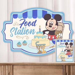 Happiest Birthday Food sign,  Magical Party Sign, Theme Park Signage, Mickey Party Signage, Food station mickey sign, 0037 0048