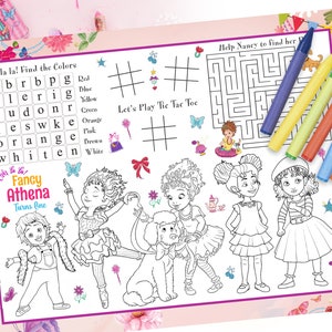 Fancy nancy placemat, Fancy nancy coloring page, fancy nancy activity placemat, DIGITAL FILE ONLY 0017