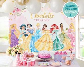 Princess Backdrop, Princess Banner, Princess Printable Backdrop, DIGITAL FILE ONLY 0024