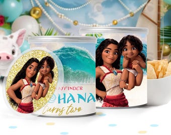 Etichetta per tubo di lattina di patatine Moana 2, bomboniera per feste, etichetta per tubo di lattina di patatine Moana 2 SOLO FILE DIGITALE 0047