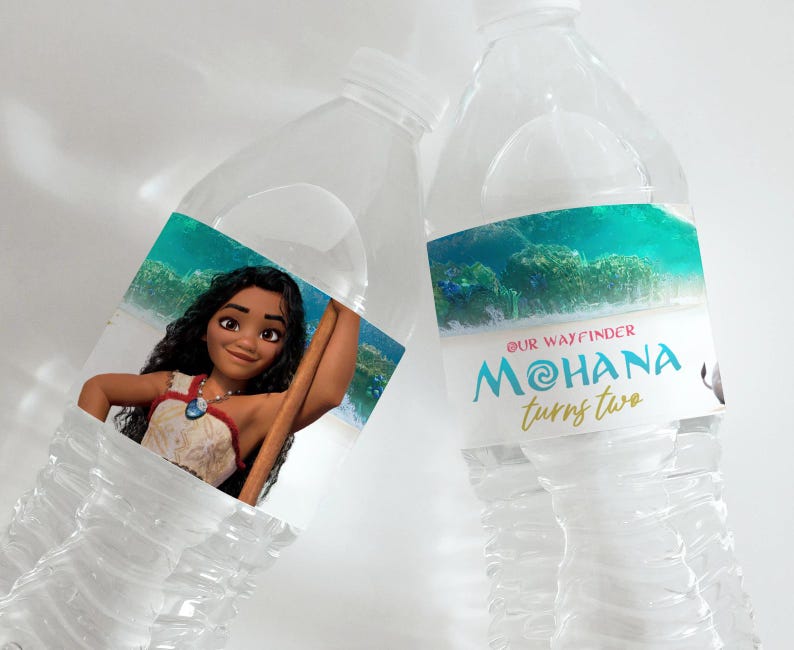 Moana 2 Water Bottle Label, Printable Wrapper (Digital File) 0047 image 1