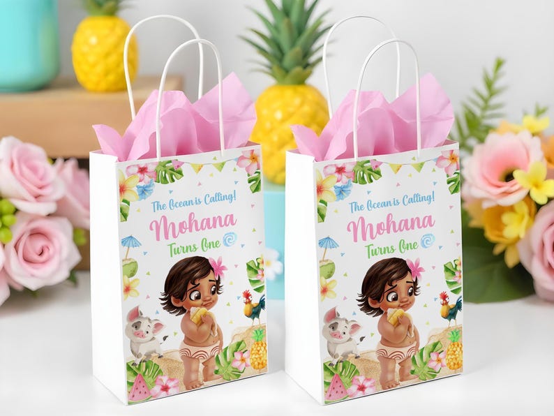 Baby Moana party treat bag label, Printable file only, 0012 image 1