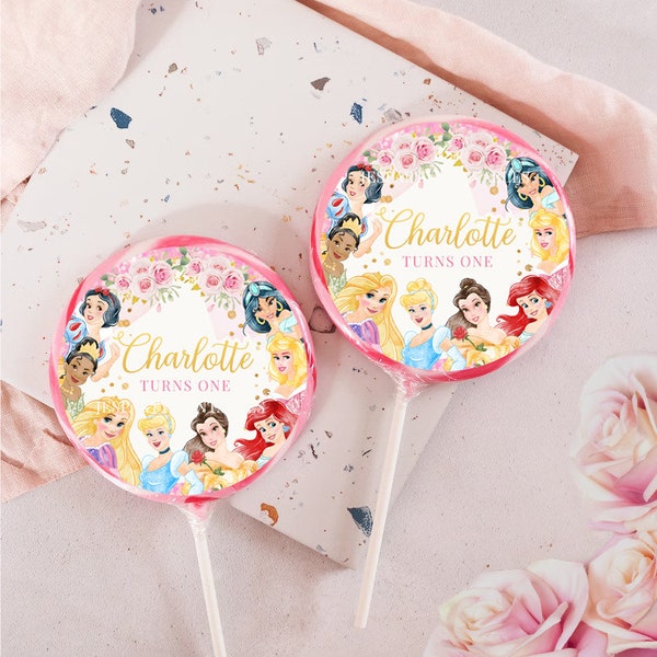 Princess Lollipop Label, Princess  Circle Label, Princess Lollipop Label Printable, Princess, DIGITAL FILE ONLY 0024