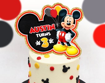 Topper de pastel de Mickey Mouse, topper de pastel de cumpleaños de Mickey Mouse toppers de Mickey Mouse, Mickey Mouse, SÓLO ARCHIVO DIGITAL 0002