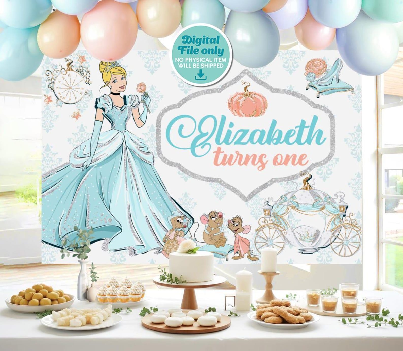 Cinderella Backdrop, Cinderella Banner, Cinderella Printable Backdrop ...