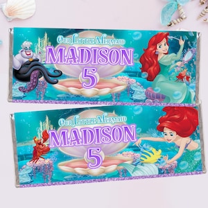 Meerjungfrau Ariel Candy Bar Wrapper, Meerjungfrau Ariel Candy Bar Wrapper Printable, Meerjungfrau Ariel Schokoladenverpackung, Meerjungfrau Ariel Gastgeschenke 0027