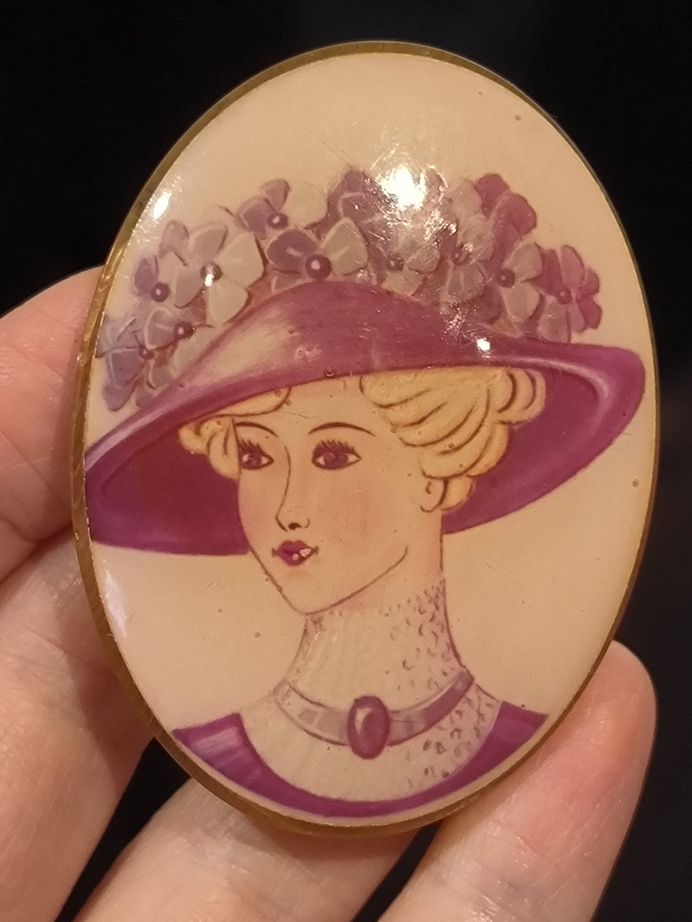 Jewelry Unsigned Lea Stein Romeo Brooch Vintage Au Chapeau Style