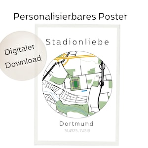 Personalisierte Landkarte, Stadtkarte, Sport, Stadt, Stadion, Fußball, besonderer Ort, Geschenk
