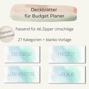 27 Cover Sheets / Dashboards / Inserts for A6 Zipper Envelopes for Envelope Method in Cash Budget Binder / Sinking Funds