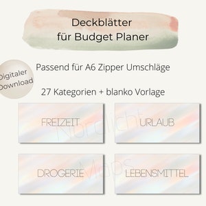 27 Cover Sheets / Dashboards / Inserts for A6 Zipper Envelopes for Envelope Method in Cash Budget Binder / Sinking Funds