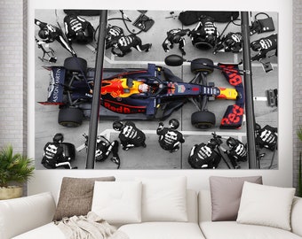 Max Verstappen Canvas Print, Verstappen Pit Stop Print on Canvas, Extra Large Formula 1 Wall Art, Max Verstappen Fan Gift, F1 Canvas Art