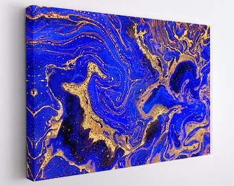 Abstract Canvas Print, Golden Waves Marble Canvas Art, Abstract Wall Art
