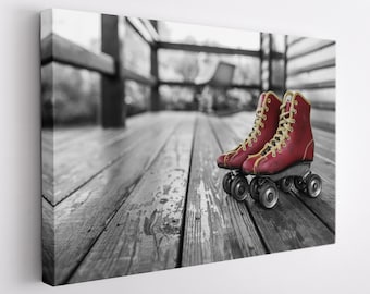 Vintage Roller Skates Stampa su tela, Vintage Wall Art, Retro Sport Wall Decor