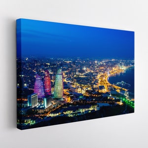 Baku Canvas Print, Azerbaijan Wall Art, Baku Skyline