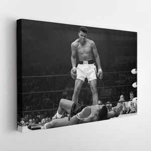 Muhammad Ali vs. Sonny Liston Canvas Print, Muhammad Ali Canvas Art, Boxing Wall Art