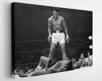 Muhammad Ali vs. Sonny Liston Canvas Print, Muhammad Ali Canvas Art, Boksen Wall Art