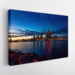 Detroit Canvas Print, Detroit Wall Art, Large Detroit Skyline