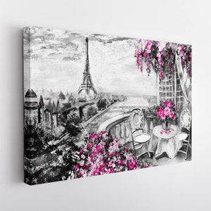 Paris Canvas Print, Paris Cafe Painting, Paris Wall Art