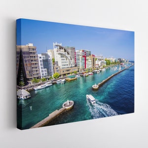 Male Canvas Print, Maldives Wall Art, Large Male Skyline