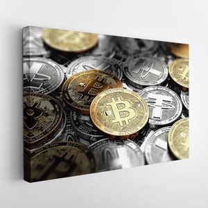 Bitcoin Canvas Print, Bitcoin Wall Art, Crypto Canvas Art, Crypto Trader Gift, Large Bitcoin Print