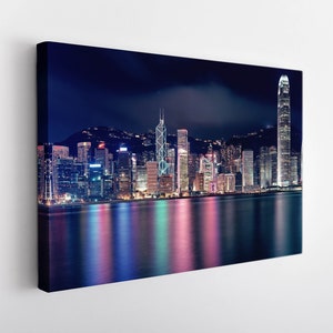 Hong Kong Canvas Print, Hong Kong Wall Art, Large Hong Kong Skyline