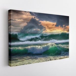 Ocean Canvas Art, Ocean Wall Art, Sea Waves Canvas Print, Nature Landscape Canvas Art