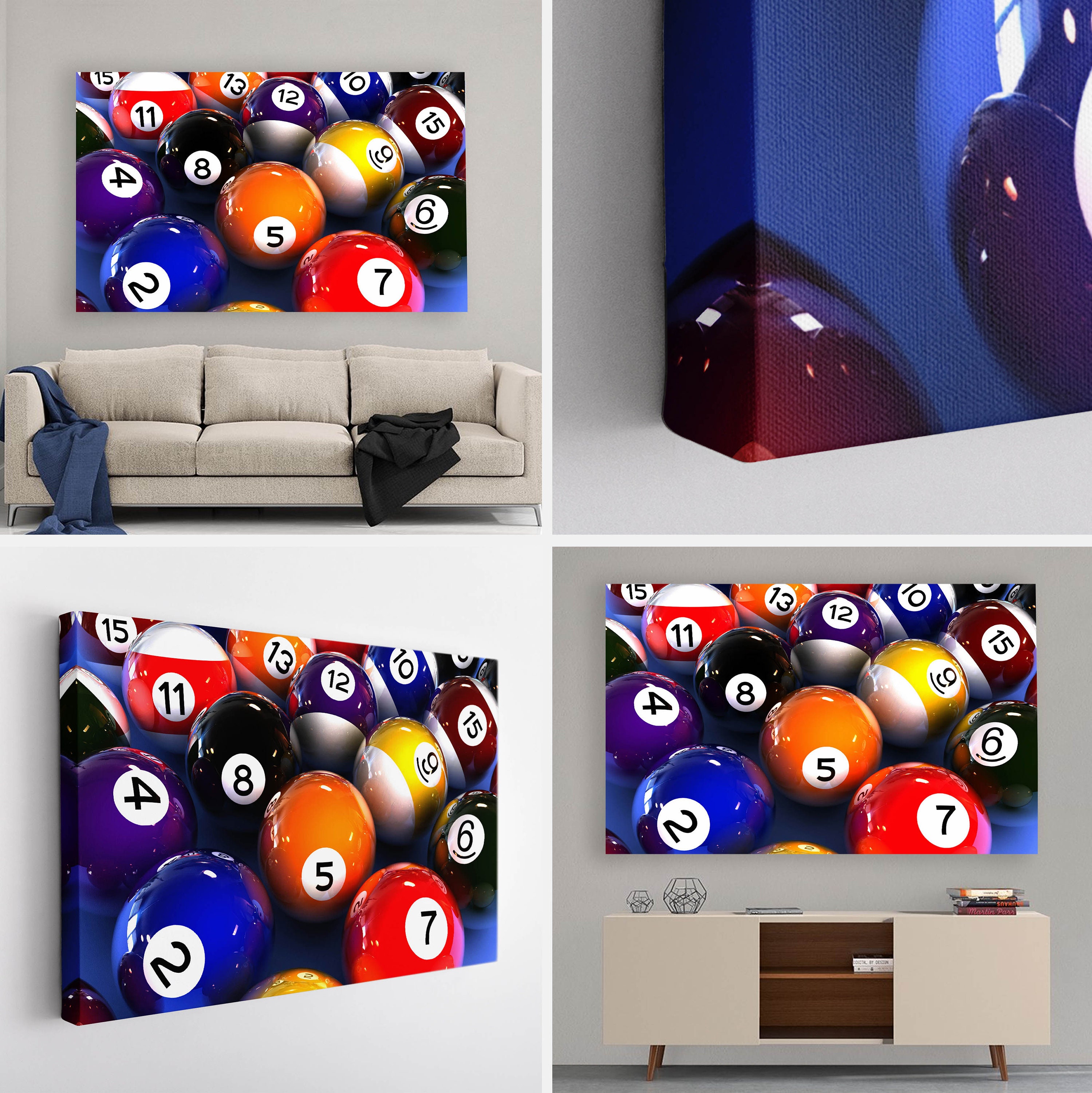 Billiards Canvas Print, Billiards Wall Art, Billiard Room Decor, Man