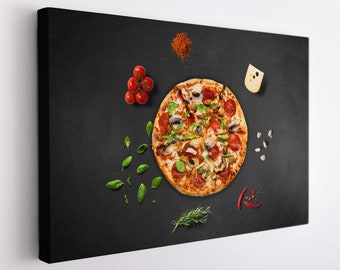 Pizza Wall Art, Pizza Canvas Print, Kitchen Wall Decor, Pizzeria Wall Art