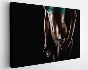 Fitness Canvas Art, Gym Room Decor, Fitness Girl Canvas, Workout Print